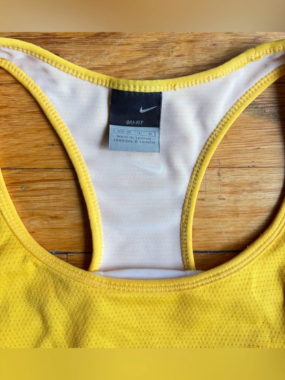 Nike Dri-FIT Racerback Tank Top with Built-In Bra - Golden Yellow Size Medium